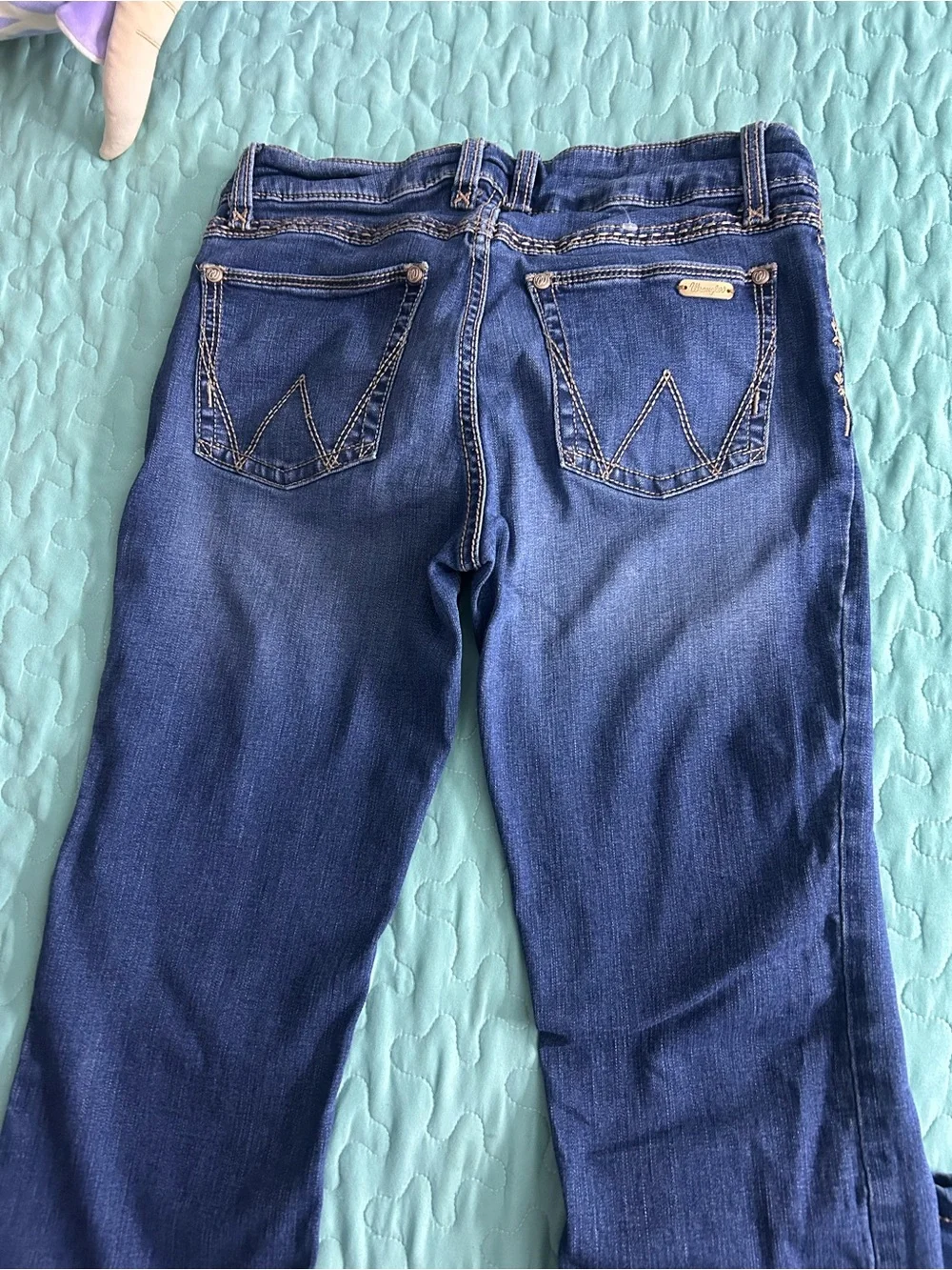 Wrangler Women's Blue Bootcut Jeans with Contrast Stitching